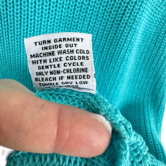 525 America 100% Cotton Aquamarine Blue Oversized Pullover Sweater Size S - Picture 6 of 6